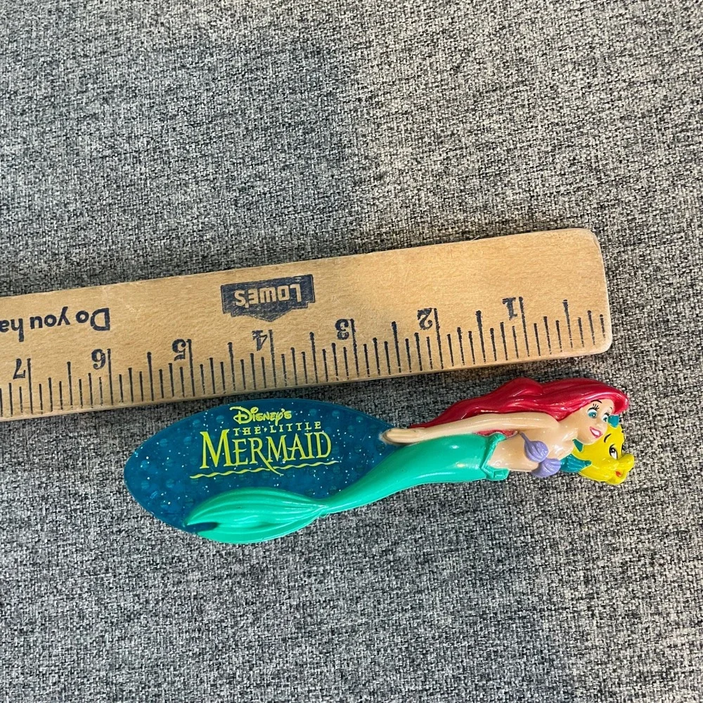 Vintage 1997 Disney The Little Mermaid Ariel Flounder Hair Brush Blue Glitter